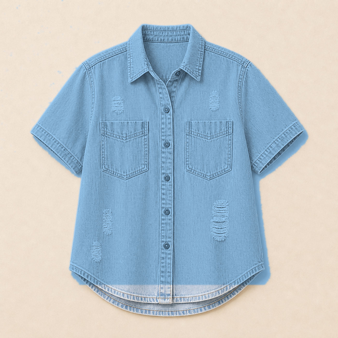 Women's Relaxed Short Sleeve Denim Shirts