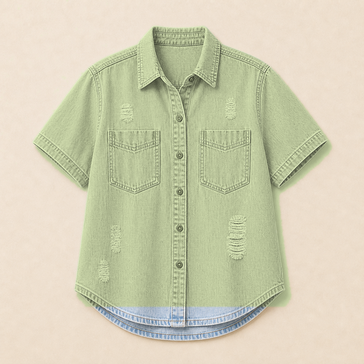 Women's Relaxed Short Sleeve Denim Shirts
