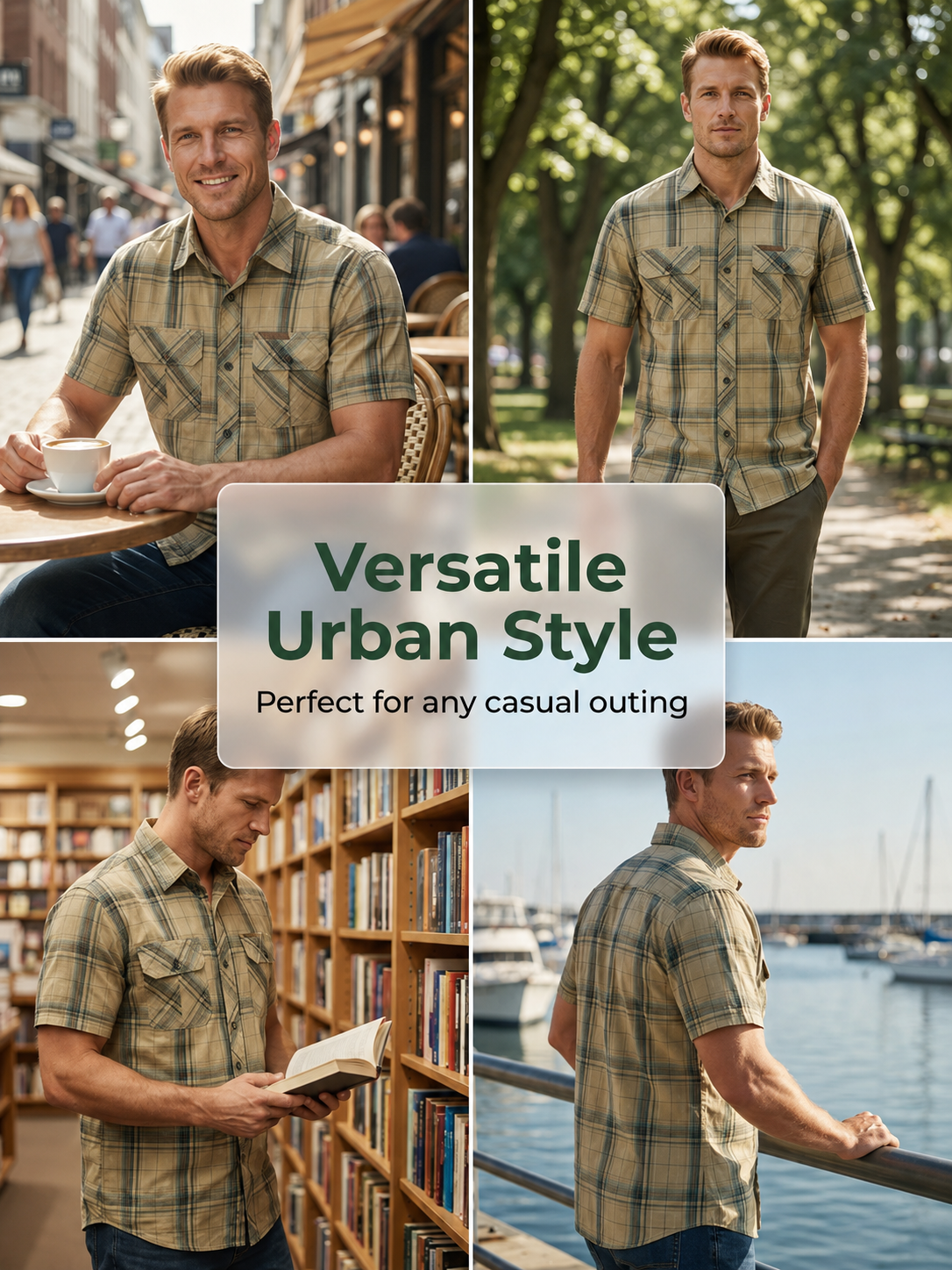 👔 LIMITED-TIME 50% OFF! 🍂 Men's Casual Checkered Short-Sleeve Shirt – Classic Pattern, Relaxed Fit, Breathable Comfort ✨