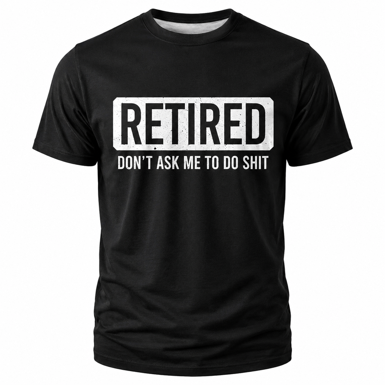 Retired black graphic T-shirt front view