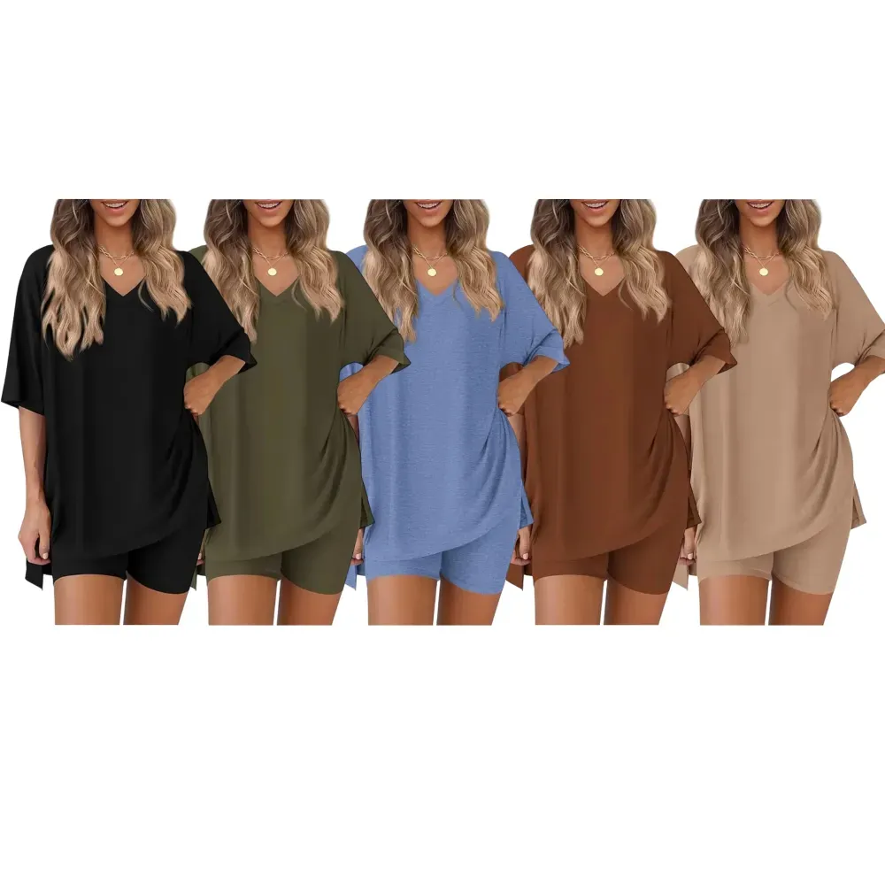 🔥Women's Casual Loose-fitting Two-Piece Set (Crew Neck/V-Neck) 🔥 10-Piece Set - Includes All Colors, Only $24