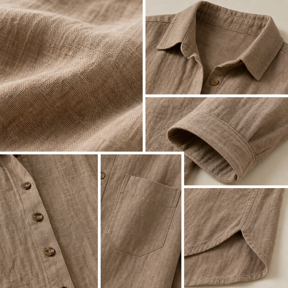 4tu0723002 textured fabric collar button placket cuff pocket and curved hem details