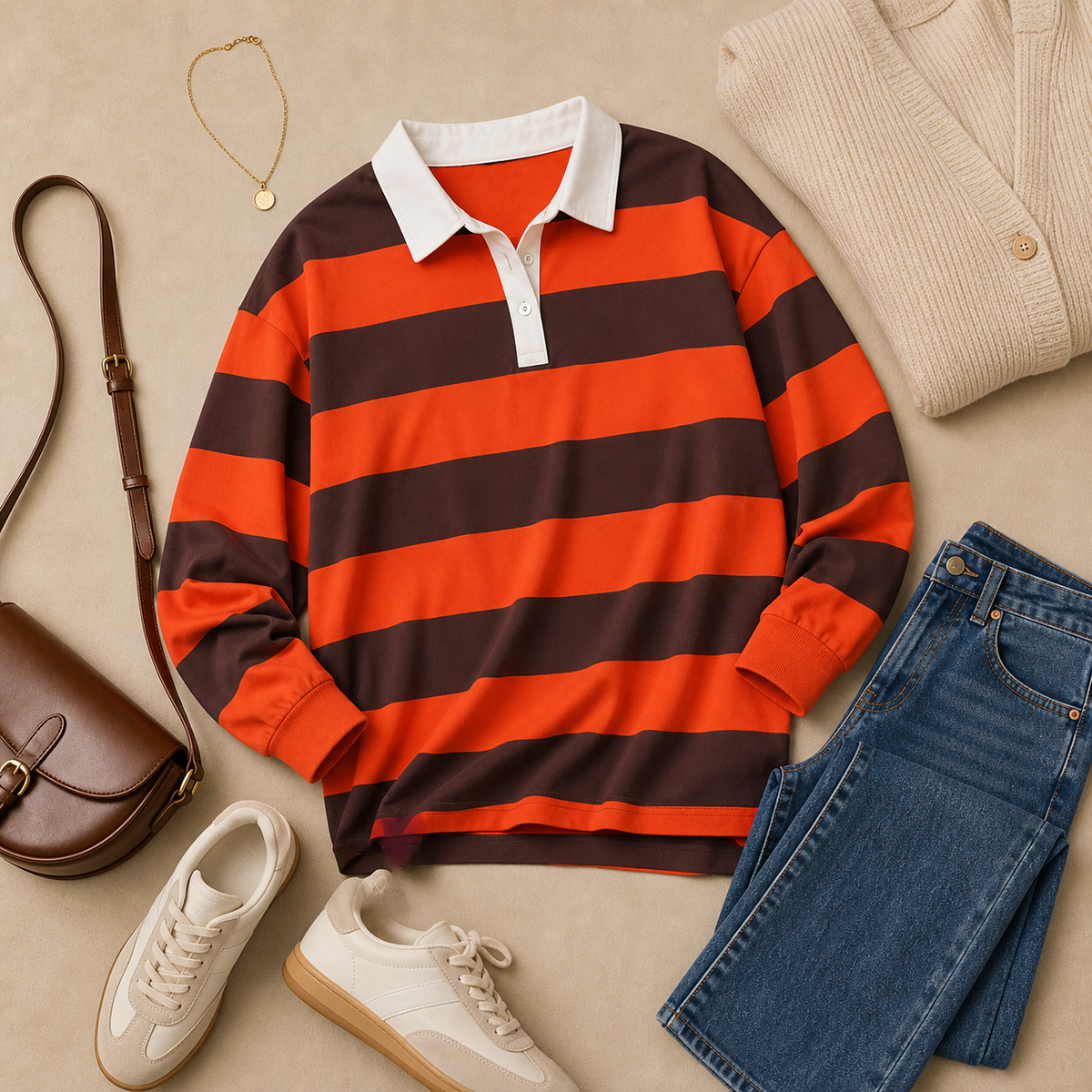 4tu0722002 striped rugby polo top outfit styling