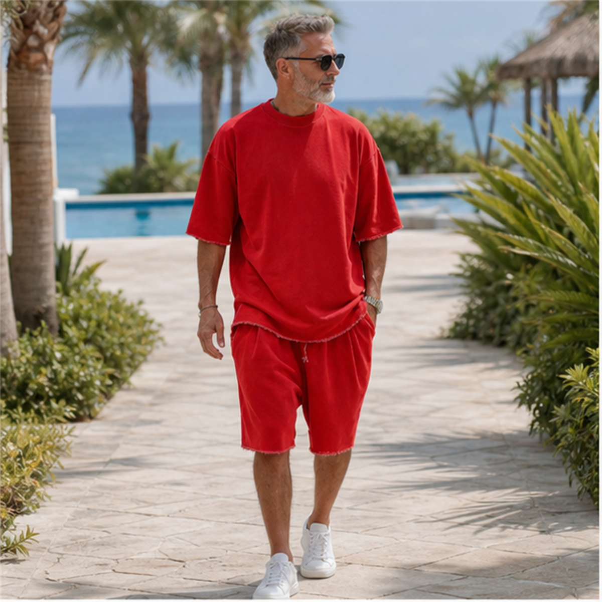 T3u0731001 Red two-piece set outfit