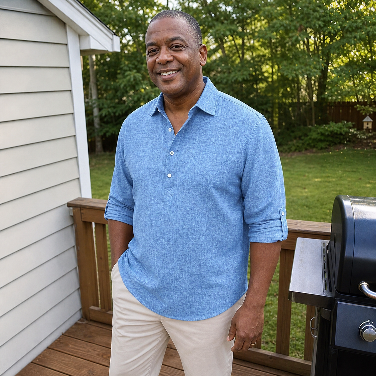 1tu0728001 anonymous customer-style photo wearing Navy Blue shirt