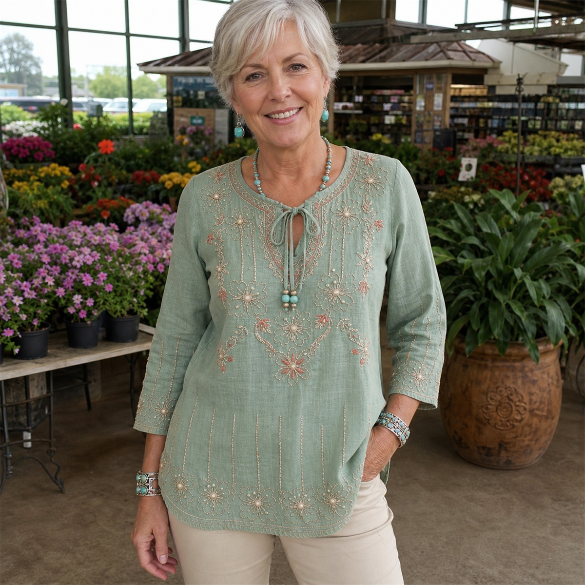 T3u0730001 Sage blouse outfit inspiration