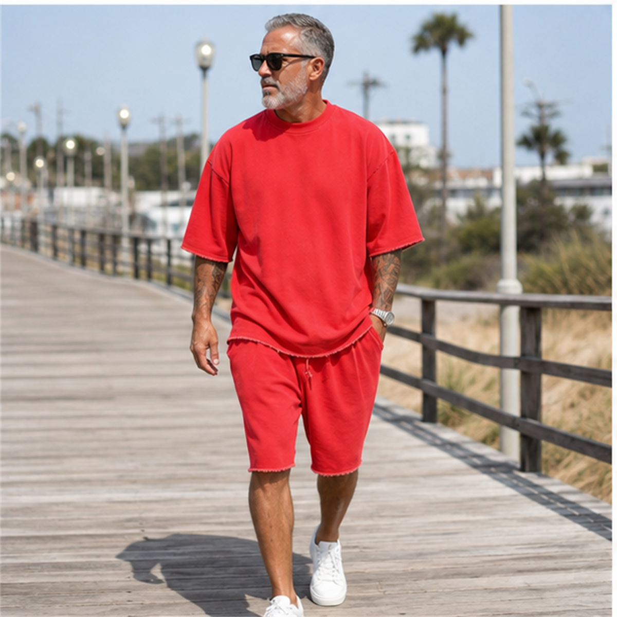 T3u0731001 Red two-piece set outfit