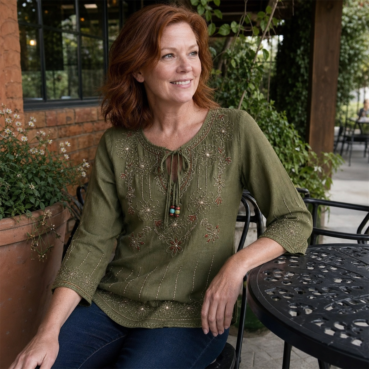 T3u0730001 Olive blouse outfit inspiration