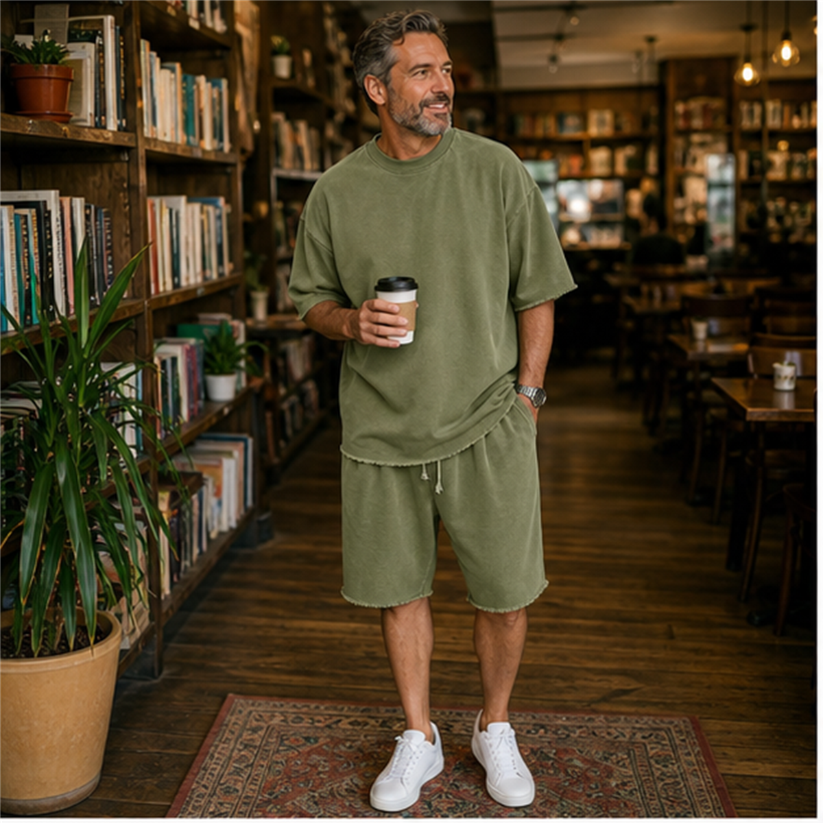 T3u0731001 Olive two-piece set outfit