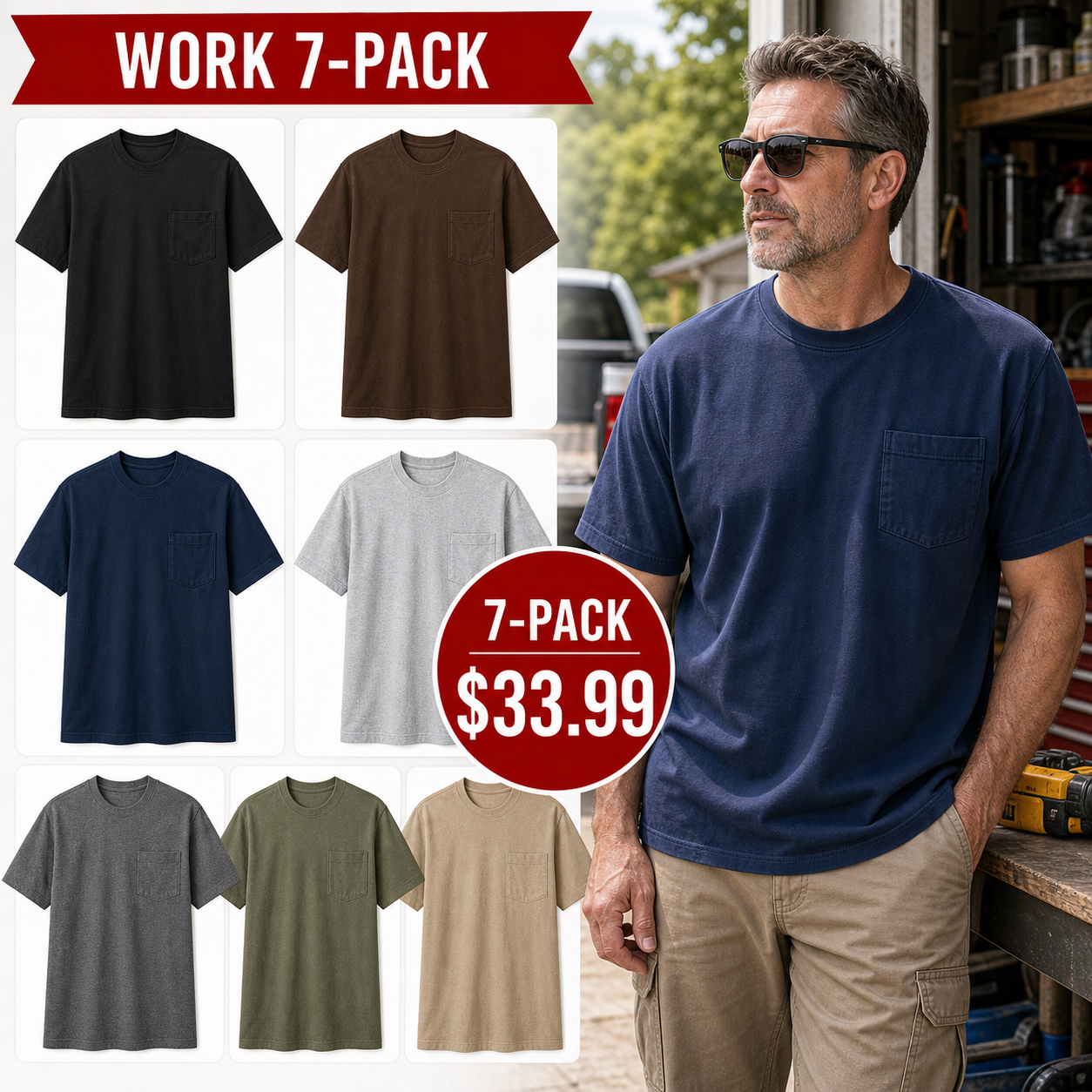 Men's Heavyweight Loose-Fit Pocket T-Shirts