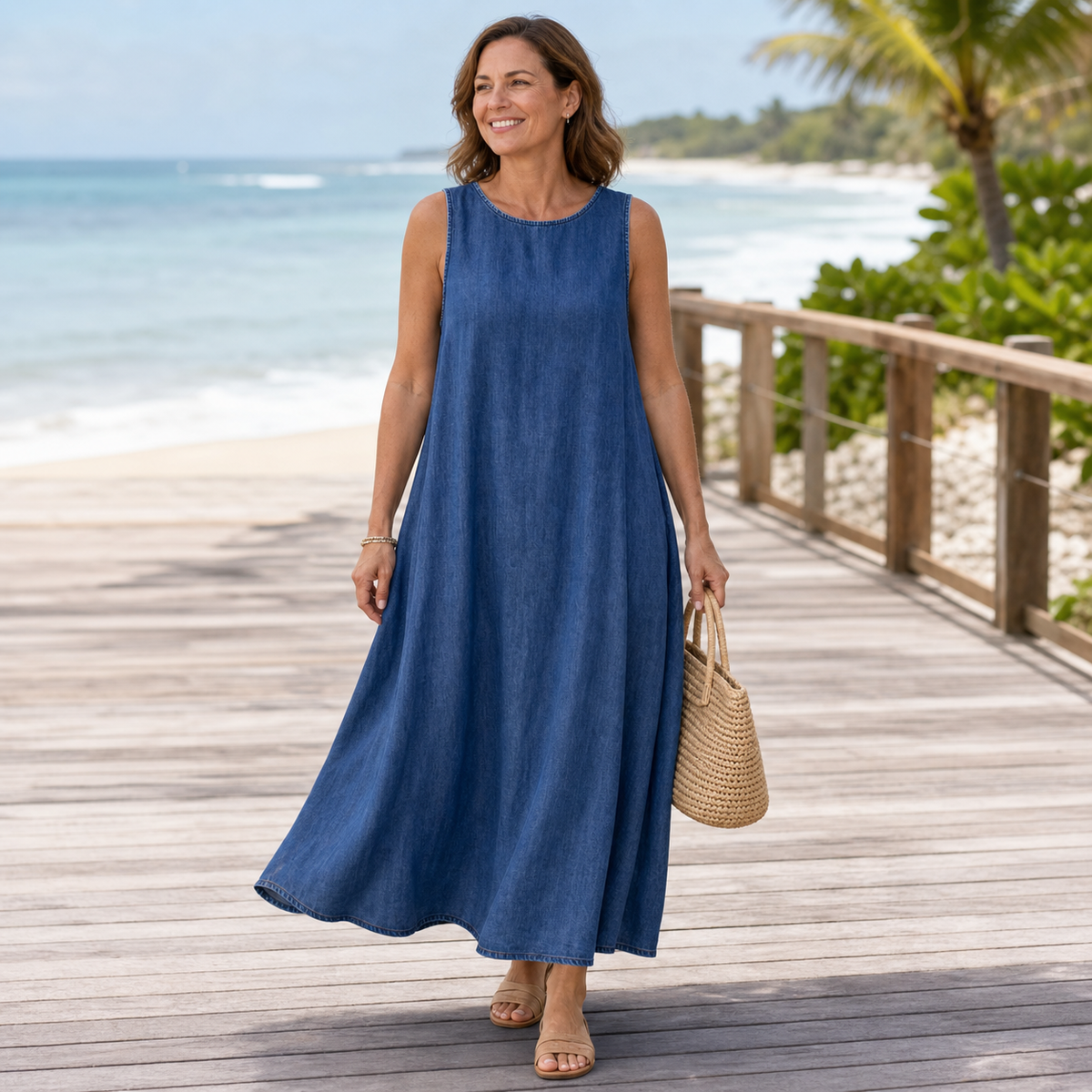 6tu0725001 dark indigo sleeveless dress coastal lifestyle
