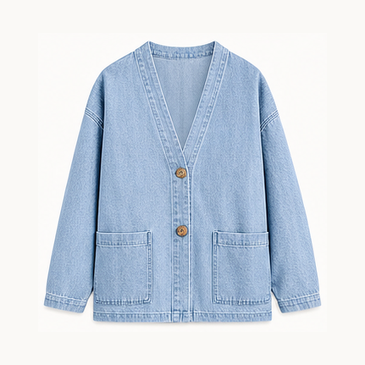 1tu0727001 Light Blue relaxed denim-look cardigan jacket