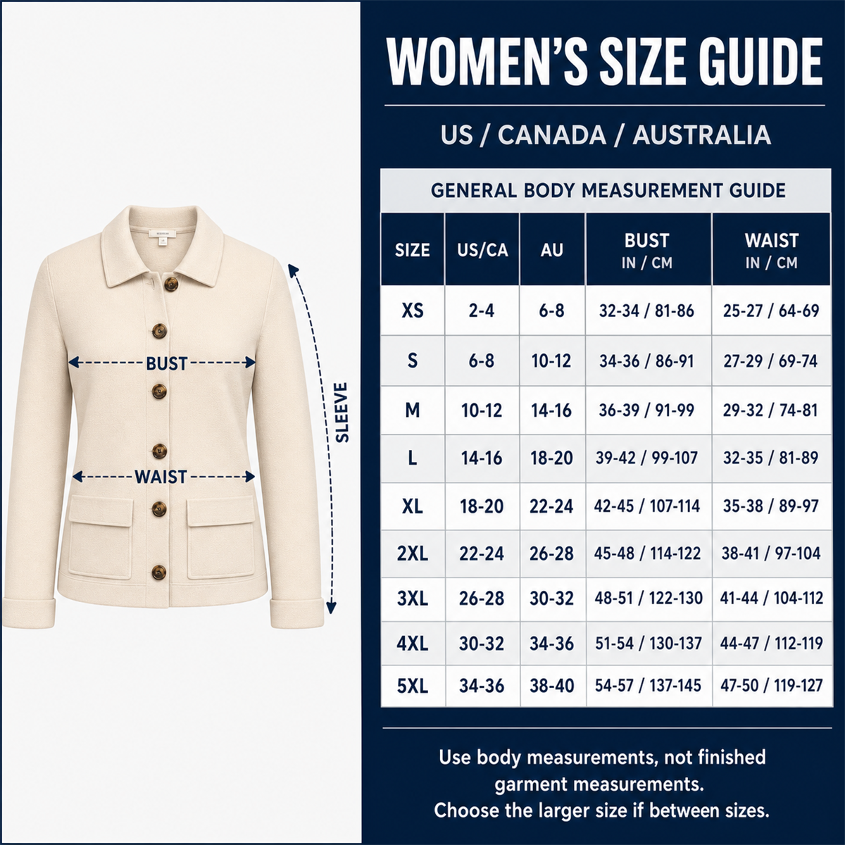 T3u0805003 US Canada Australia size guide