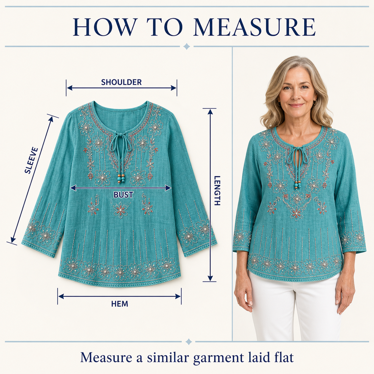 T3u0730001 blouse how to measure guide
