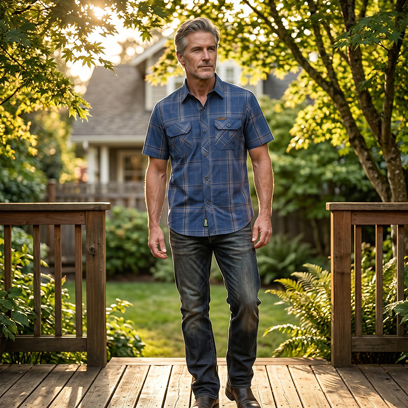 👔 LIMITED-TIME 50% OFF! 🍂 Men's Casual Checkered Short-Sleeve Shirt – Classic Pattern, Relaxed Fit, Breathable Comfort ✨