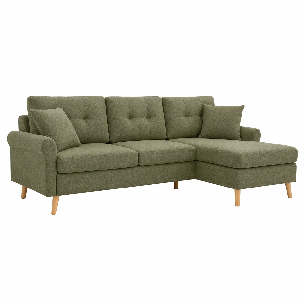 Modernes 2 Sitzer Ecksofa mit Chaiselongue und dicken Polstern fuer Wohnzimmer kleine Raeume-avqira