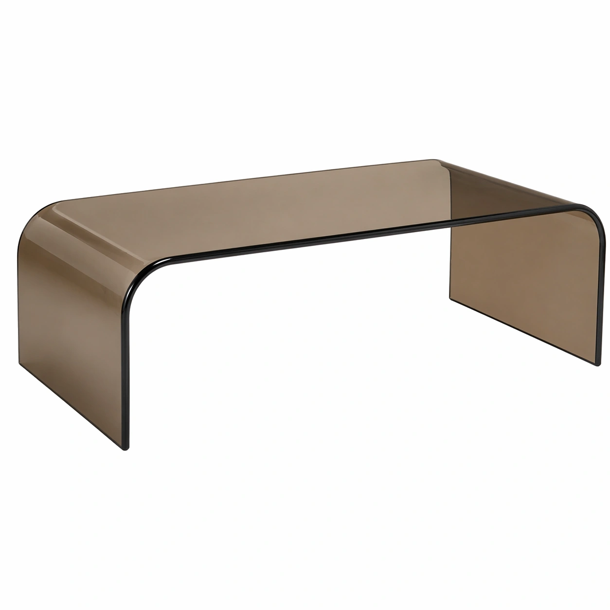 Moderner Couchtisch Rechteckig Gebogenes Design Glas Optik, Minimalistischer Wohnzimmertisch mit Fliessender Form 110x55 cm-avqira