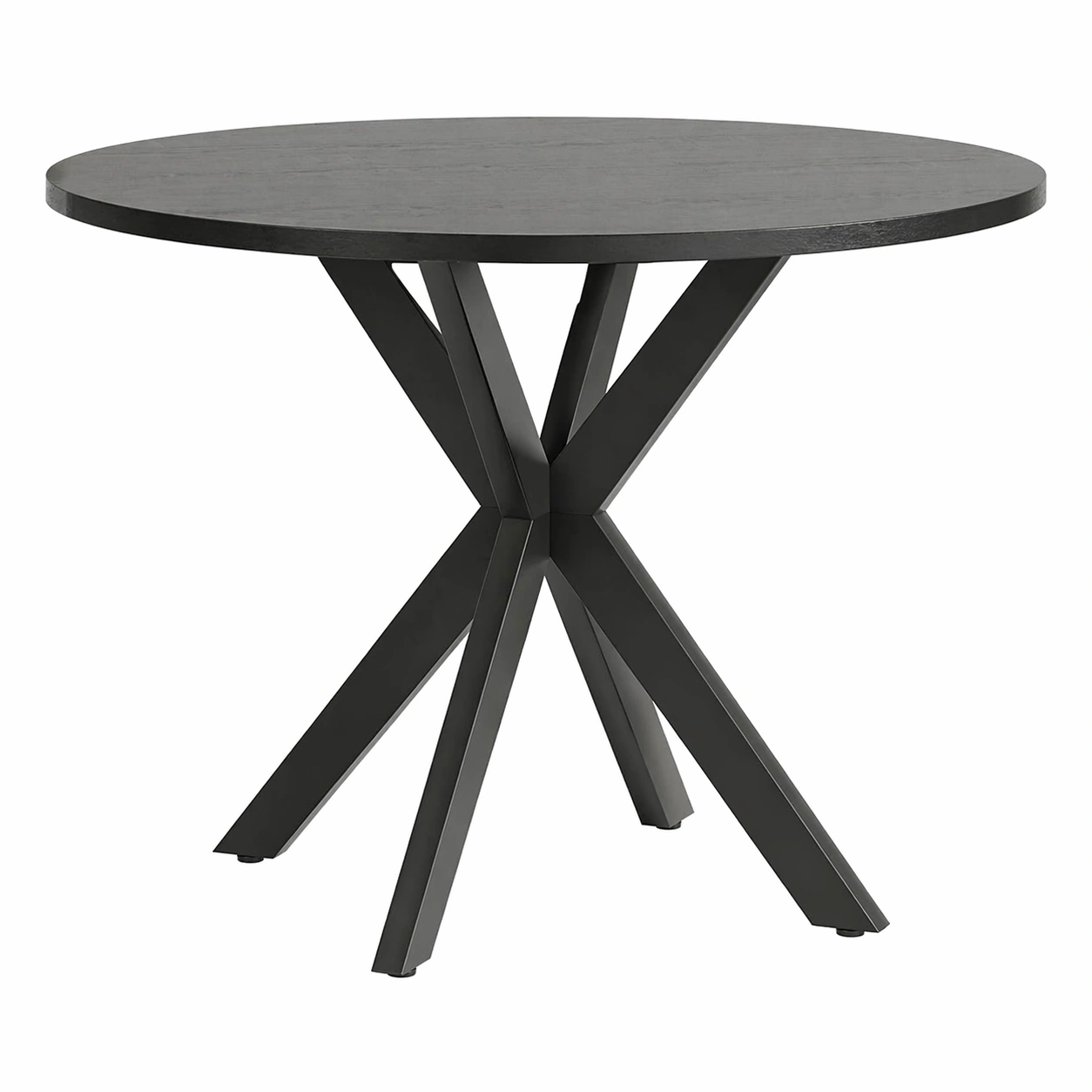 Moderner Runder Esstisch Loft Stil Schwarz Holzoptik Metallgestell-avqira