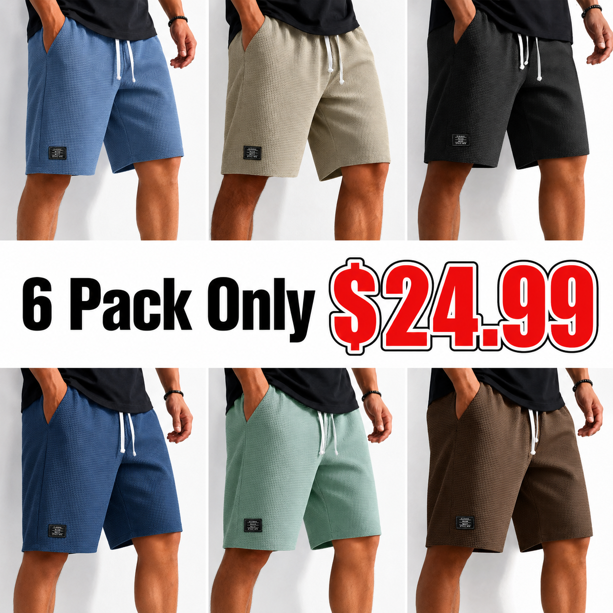 Men's Casual Waffle Sports Shorts