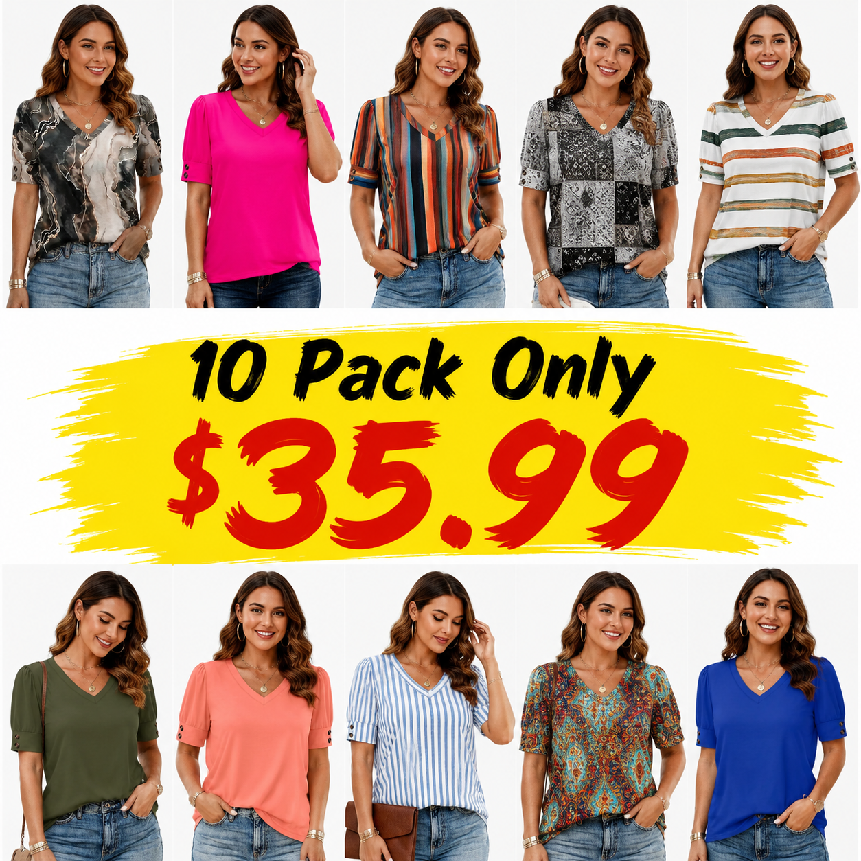 Womens Tops Short Sleeve Shirts Buttons V Neck Spring Fashion Summer Outfits Plus Size Blouses Dressy Casual