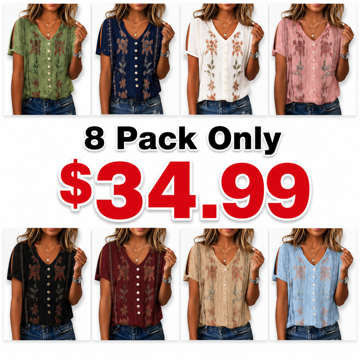 Loose Casual V Neck Printed Shirt