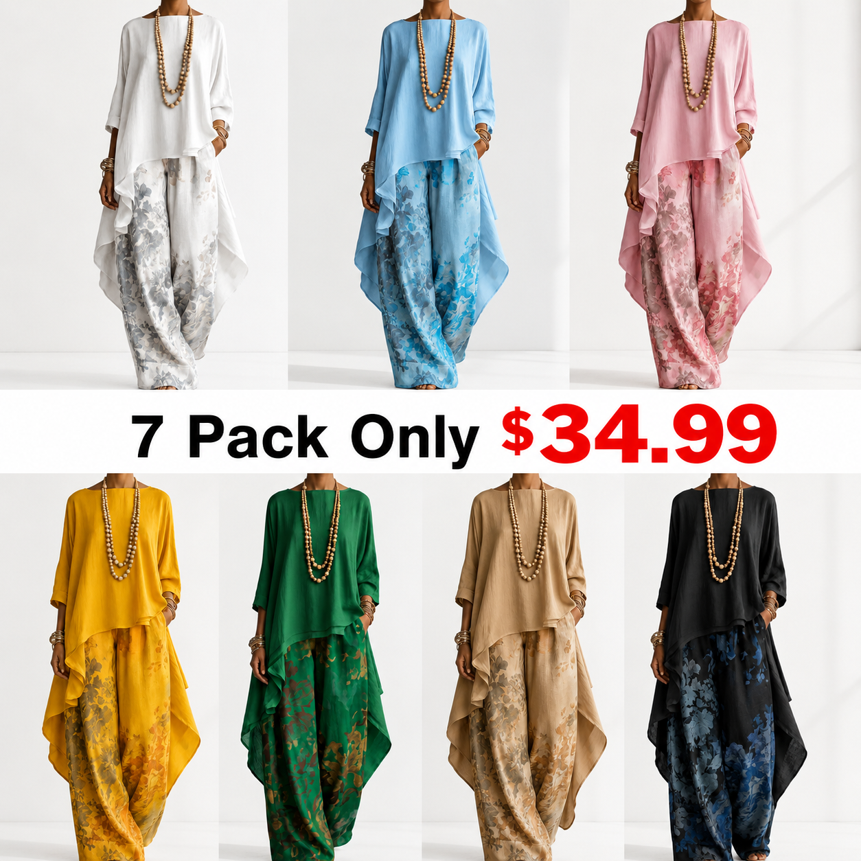 Casual Cotton-Linen Floral Vacation Set