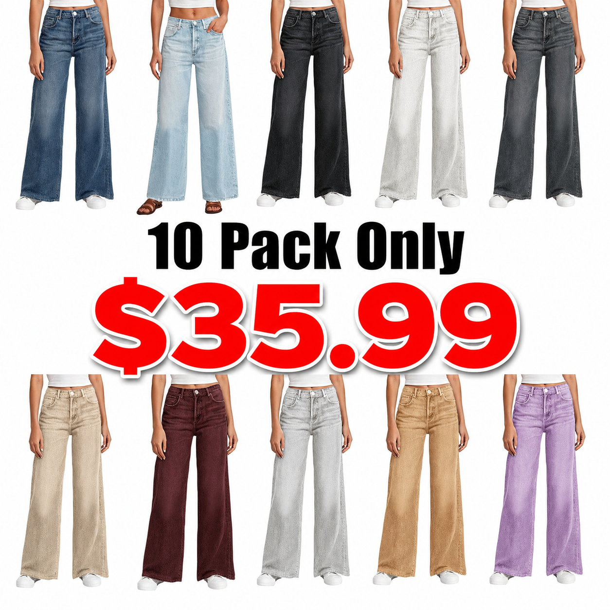 Women's Sweatpant Jeans Print Denim Sweatpants High Waisted Full-Length Wide Leg Pants Baggy Comfort Faux Jeans