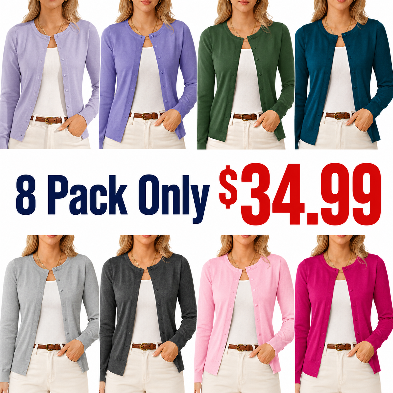 GRACE KARIN Womens Long Sleeve Knit Cardigan Sweaters Casual Dressy Open Front Button Down Cardigans Summer Outfits
