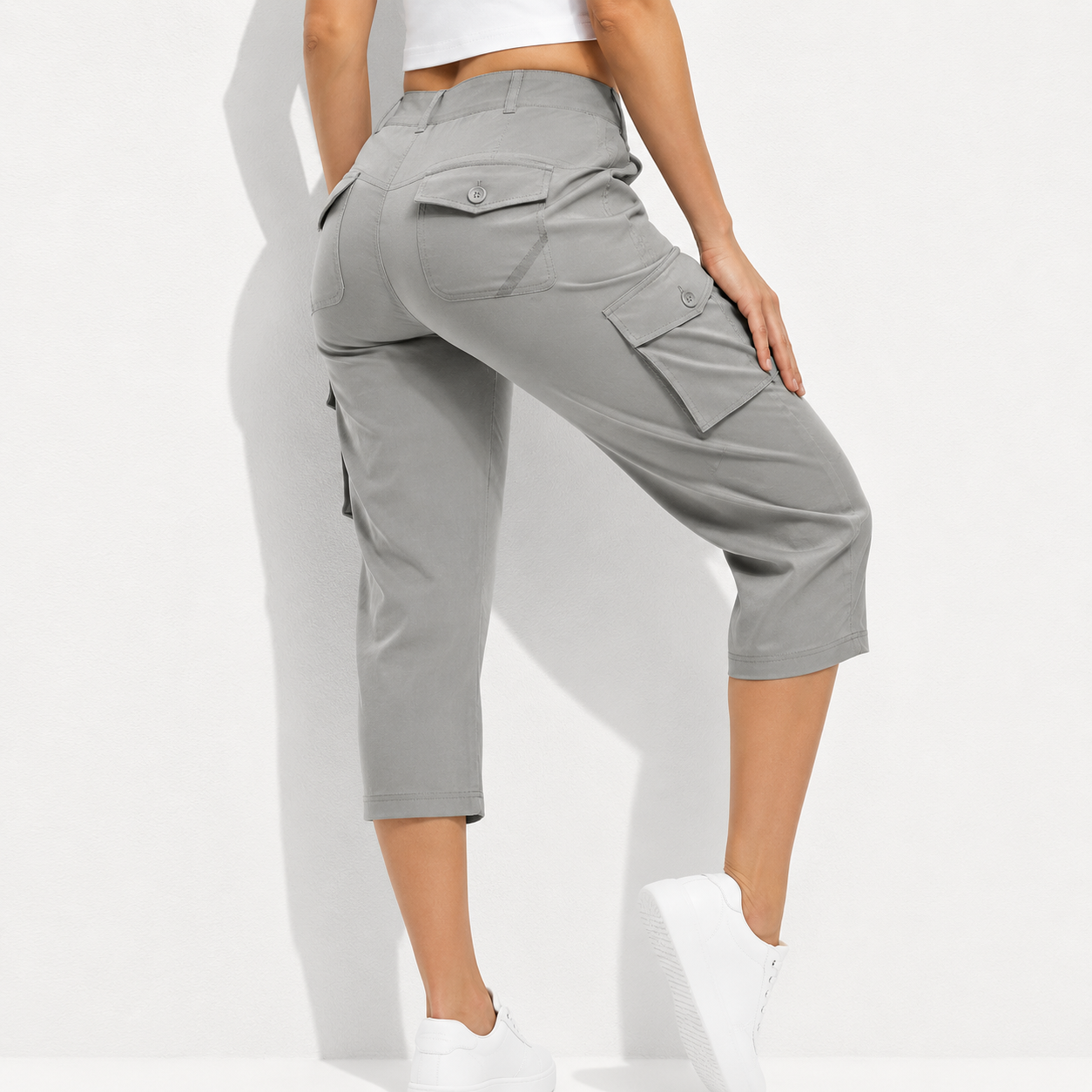 🔥8-Pack Women's Lightweight Cargo Capris – Multi-Pocket Casual Capris (All Colors)