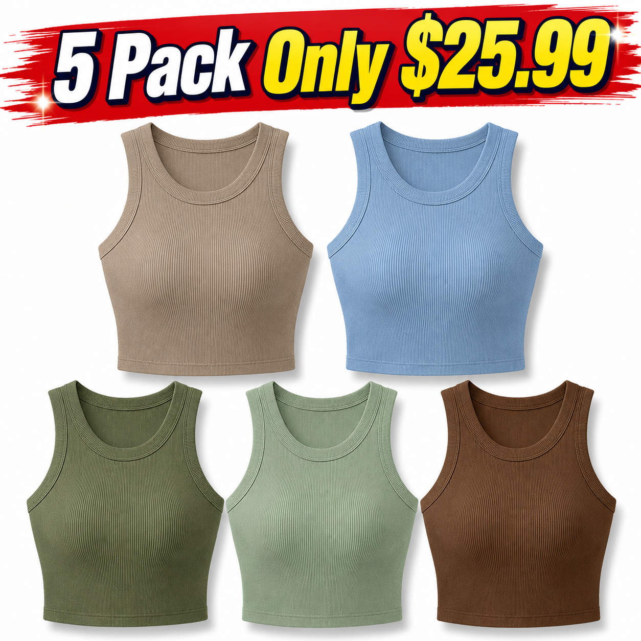 Built-in Bra Tank Top Ribbed Racerback Tops Women Going Out Tops Everyday Basic Tanks Padded Tops