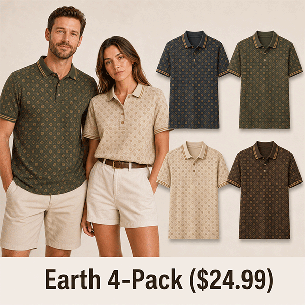 Men's and Women's Abstract Floral Print Short Sleeve Polo Shirt
