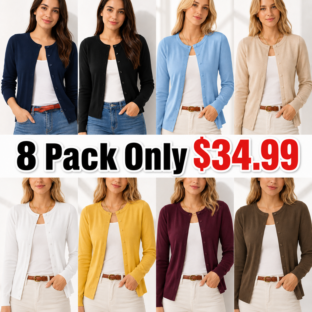 GRACE KARIN Womens Long Sleeve Knit Cardigan Sweaters Casual Dressy Open Front Button Down Cardigans Summer Outfits