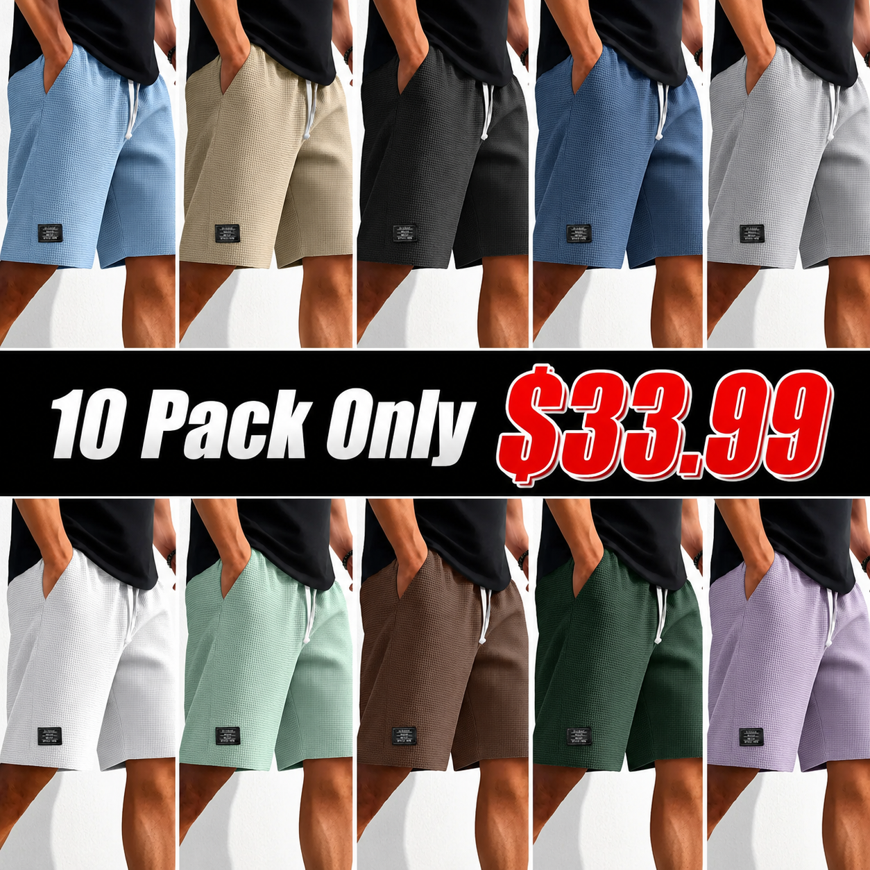 Men's Casual Waffle Sports Shorts