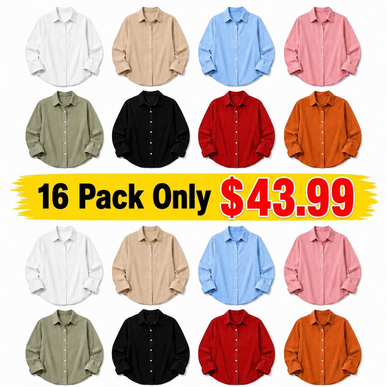 Loose Solid Color Corduroy Button Shirt