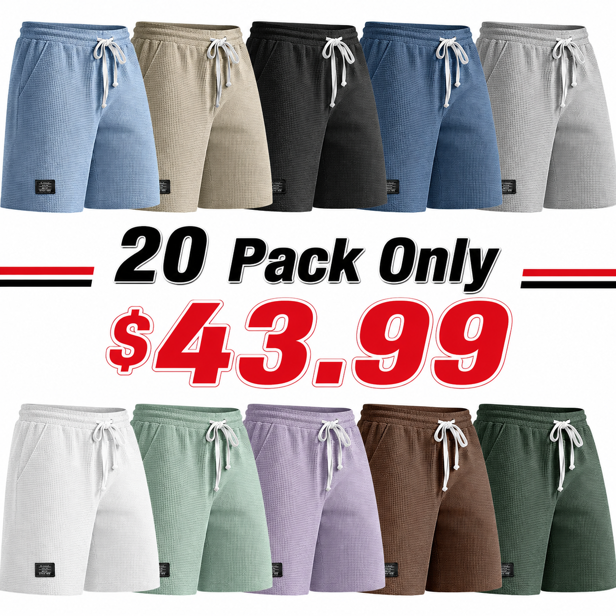 Men's Casual Waffle Sports Shorts