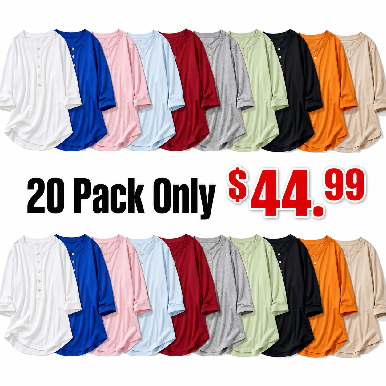 TODAY ONLY🔥Classic Henley Collar 100% Cotton T-shirt