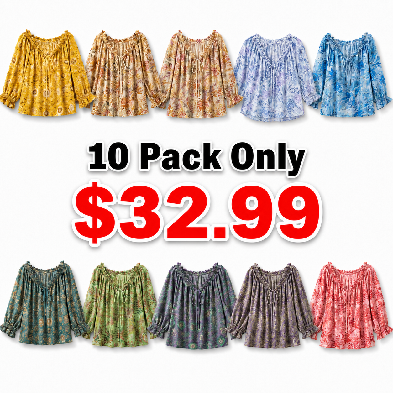 V-Neck Ruffled Lace Up Blouse