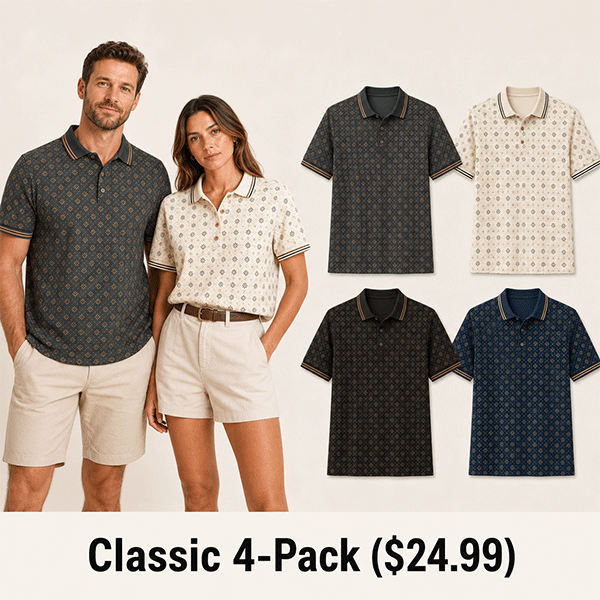 Men's and Women's Abstract Floral Print Short Sleeve Polo Shirt