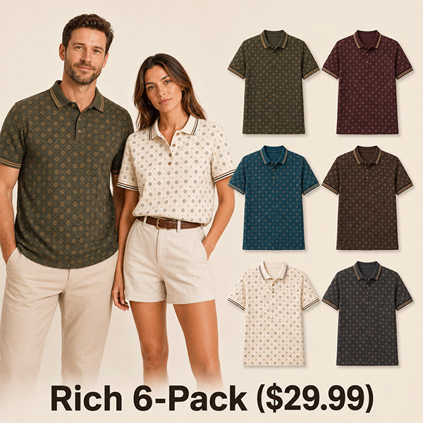 Men's and Women's Abstract Floral Print Short Sleeve Polo Shirt