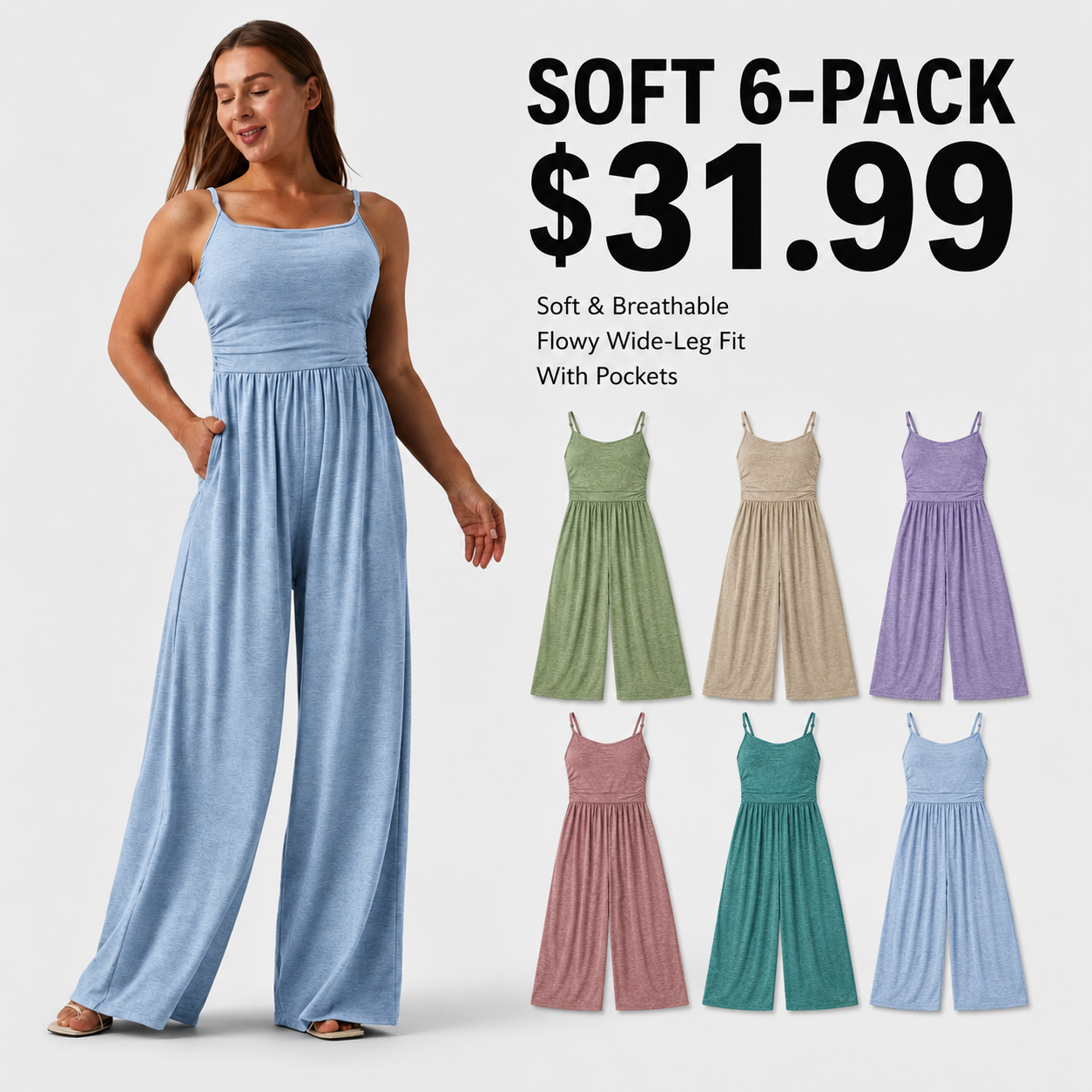 Women's Sleeveless Wide-Leg Lounge Jumpsuits