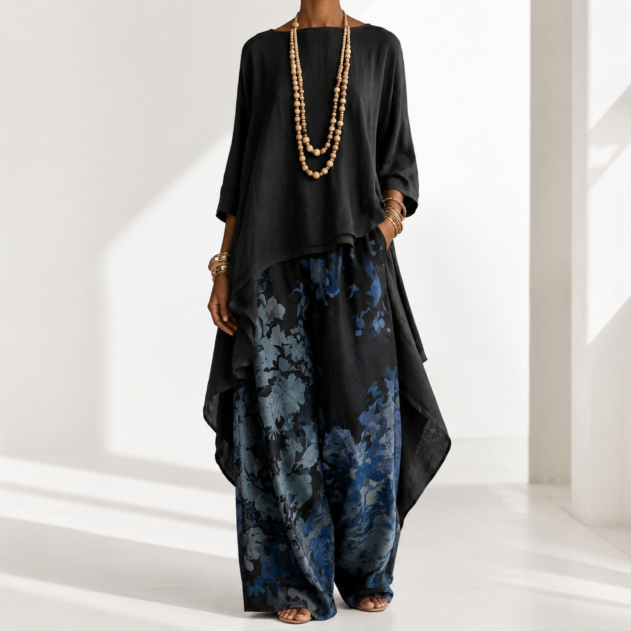Casual Cotton-Linen Floral Vacation Set