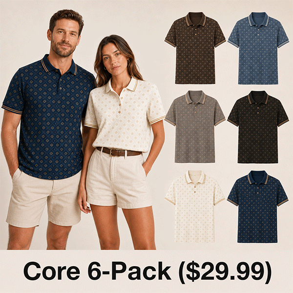 Men's and Women's Abstract Floral Print Short Sleeve Polo Shirt
