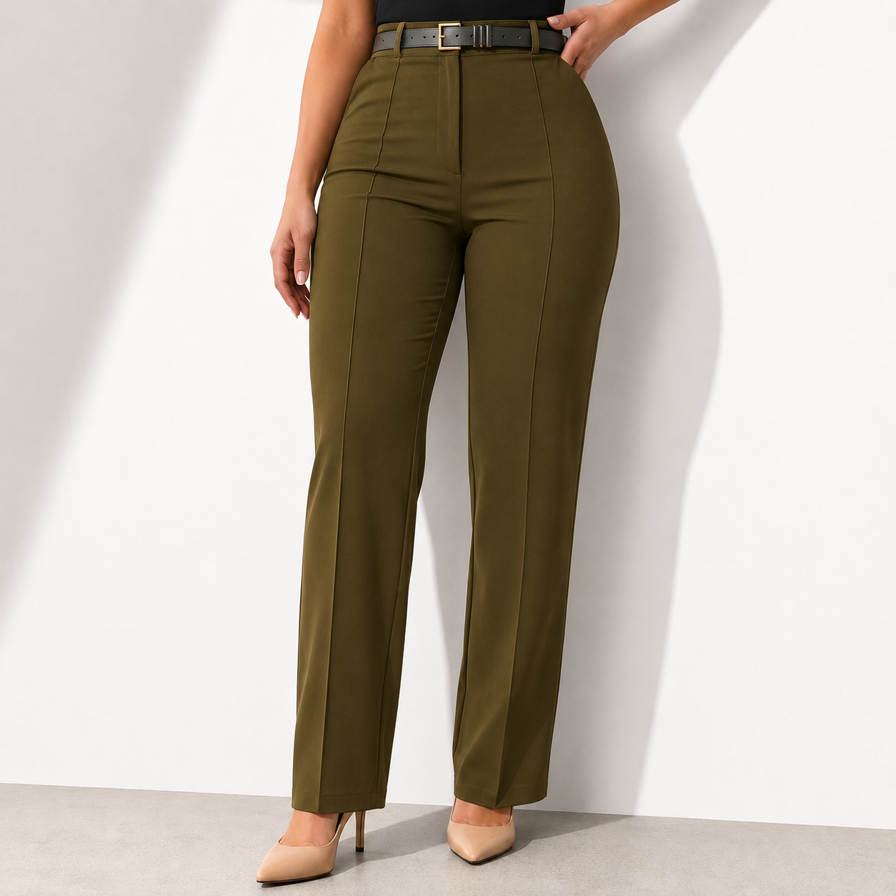 Work Pants for Women High Waist Straight Leg Work Pants Business Casual Trousers