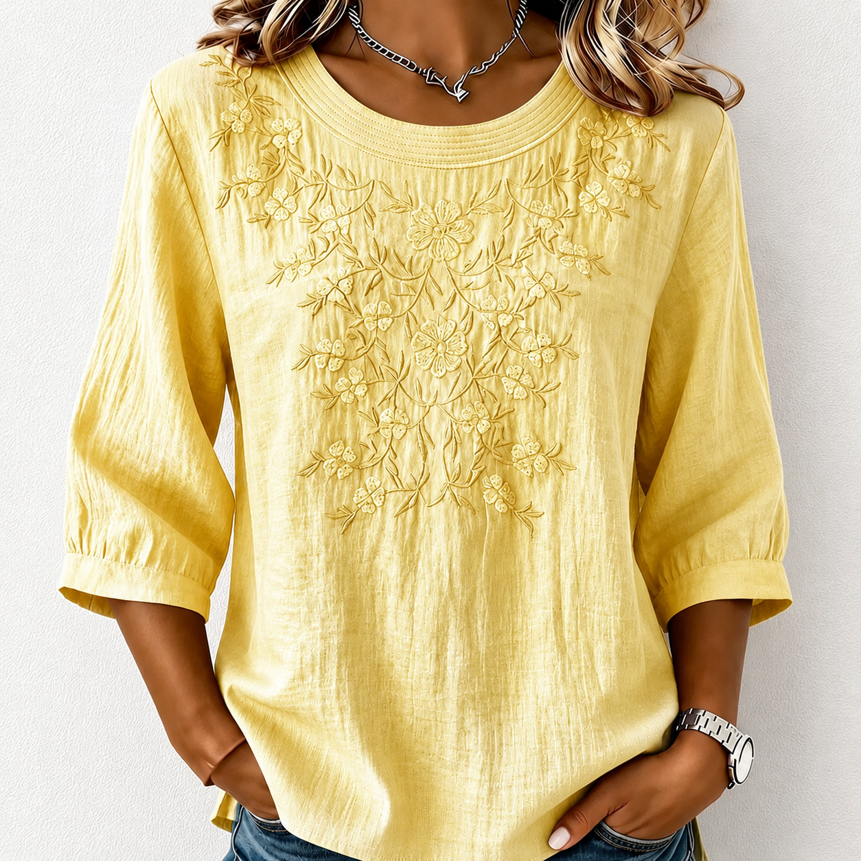 Women's Linen-Cotton Printed Tops