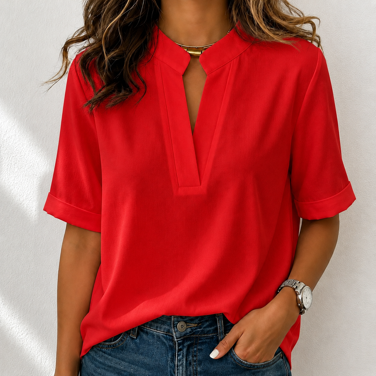 Minimalist Basic Loose Cotton And Linen Short-sleeved Shirt