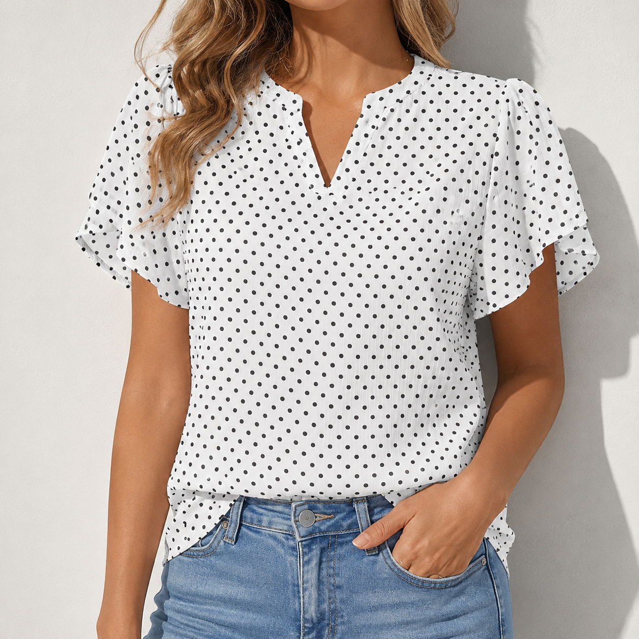 Womens Dressy Casual Shirts Short Sleeve V Neck Work Blouse Business Casual Summer Chiffon Tops