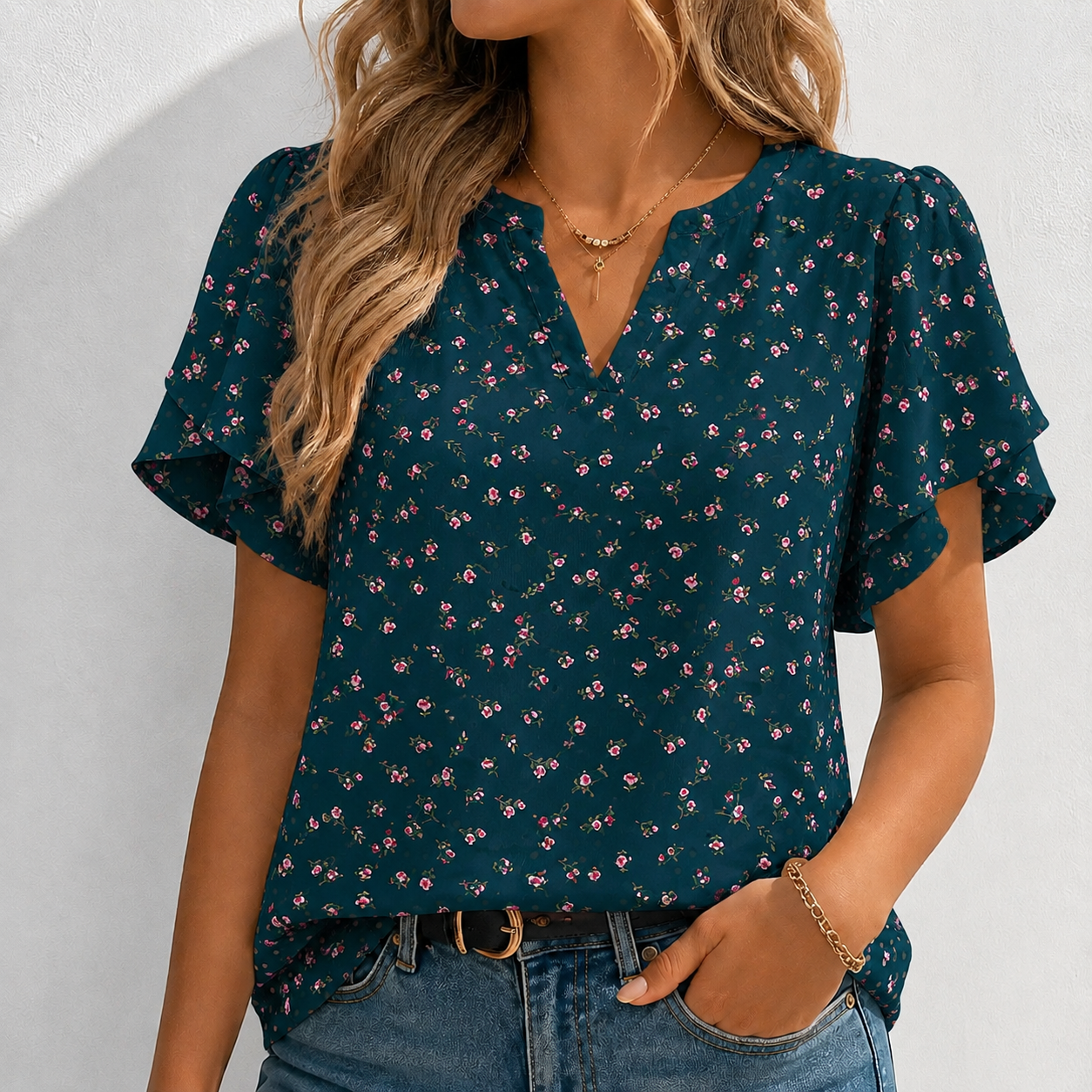 Womens Dressy Casual Shirts Short Sleeve V Neck Work Blouse Business Casual Summer Chiffon Tops
