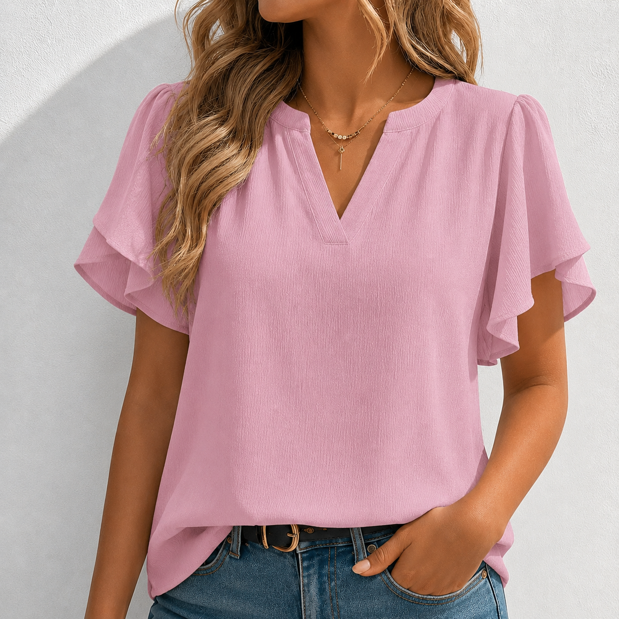 Womens Dressy Casual Shirts Short Sleeve V Neck Work Blouse Business Casual Summer Chiffon Tops
