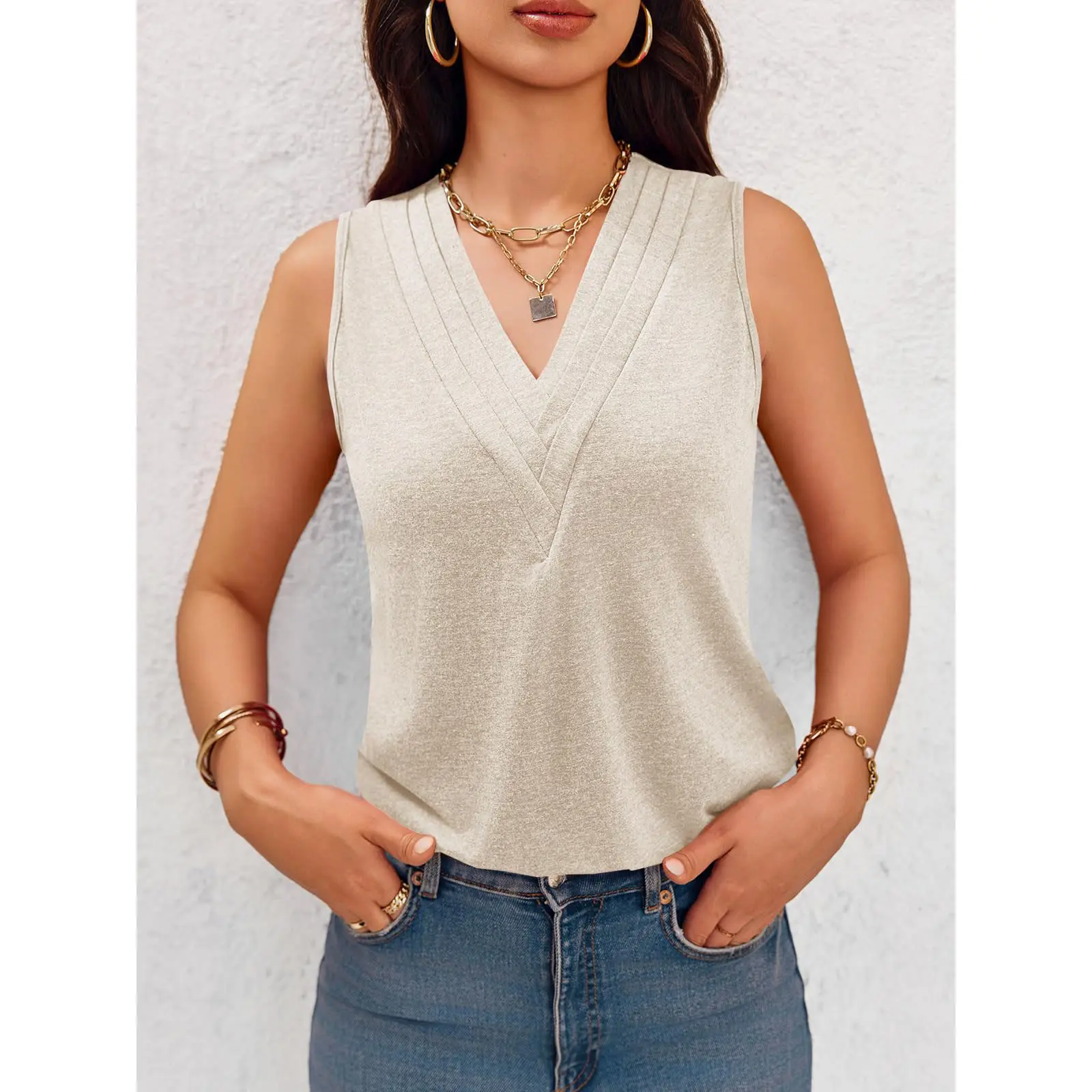 Women V Neck Tank Tops