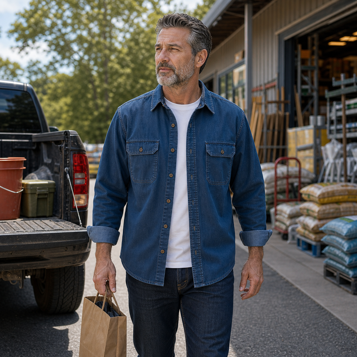 Men's Rugged Long Sleeve Twill Work Shirts